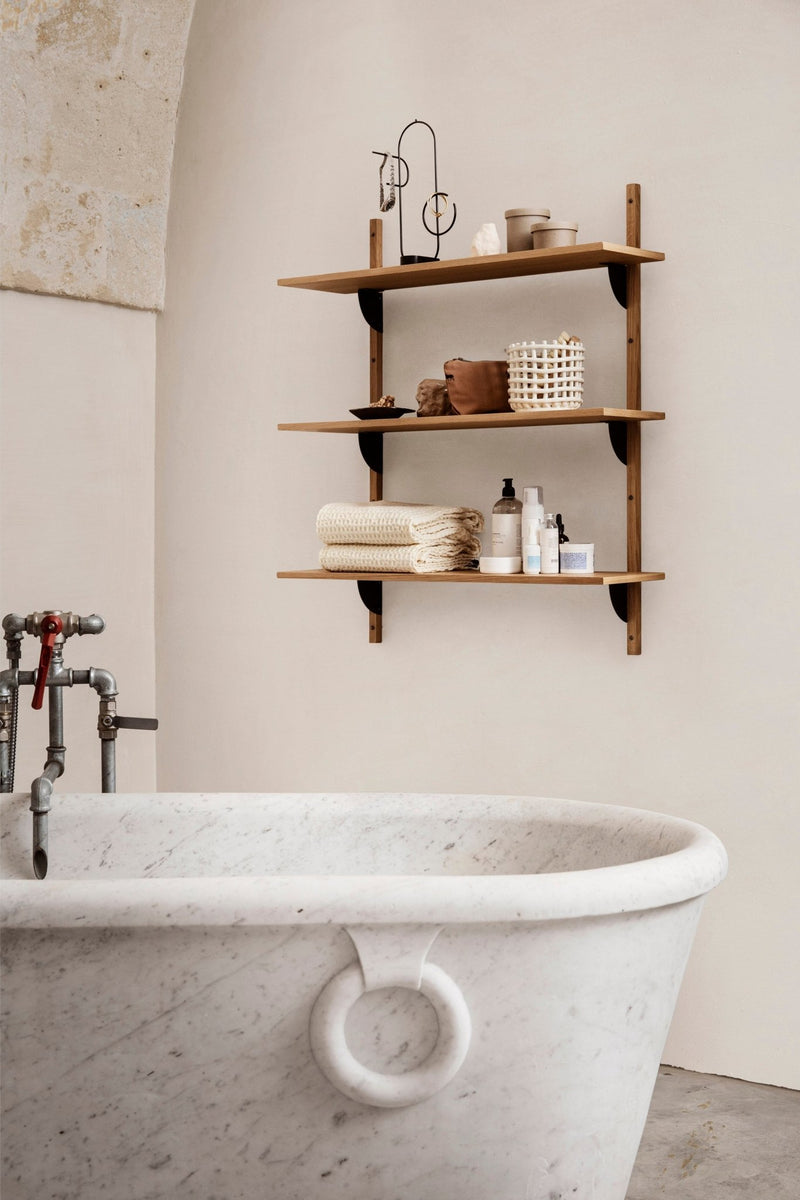 Sector Triple Wide - Ferm Living - Shelving - Natural Oak/Brass - HORNE