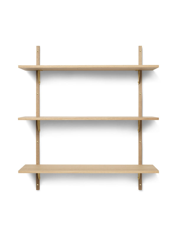 Sector Triple Wide - Ferm Living - Shelving - Natural Oak/Brass - HORNE