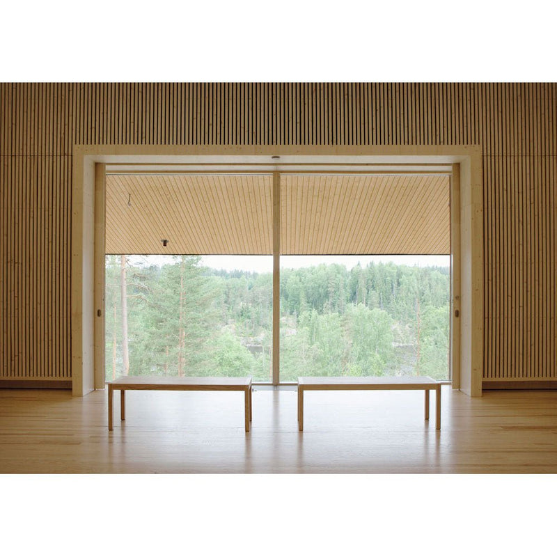 Modern wooden bench, perfect for a gallery, cafe, or your home