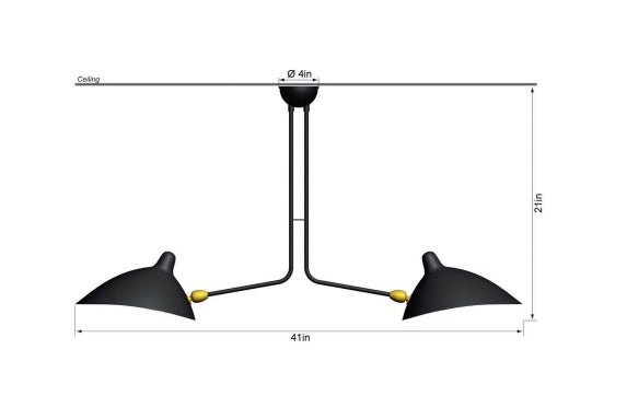 Serge Mouille 2 Still Arm Ceiling Lamp