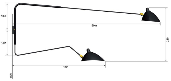 Serge Mouille 2-Arm Rotating Sconce