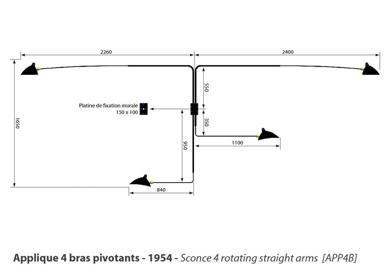 Serge Mouille 4-Rotating Straight Arms Sconce