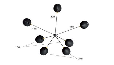Serge Mouille 7 Still Arm Spider Ceiling Lamp