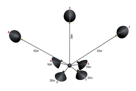 Serge Mouille 7-Still Arm Spider Wall Sconce