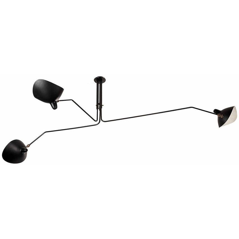 Serge Mouille Three-Arm Rotating Ceiling Lamp