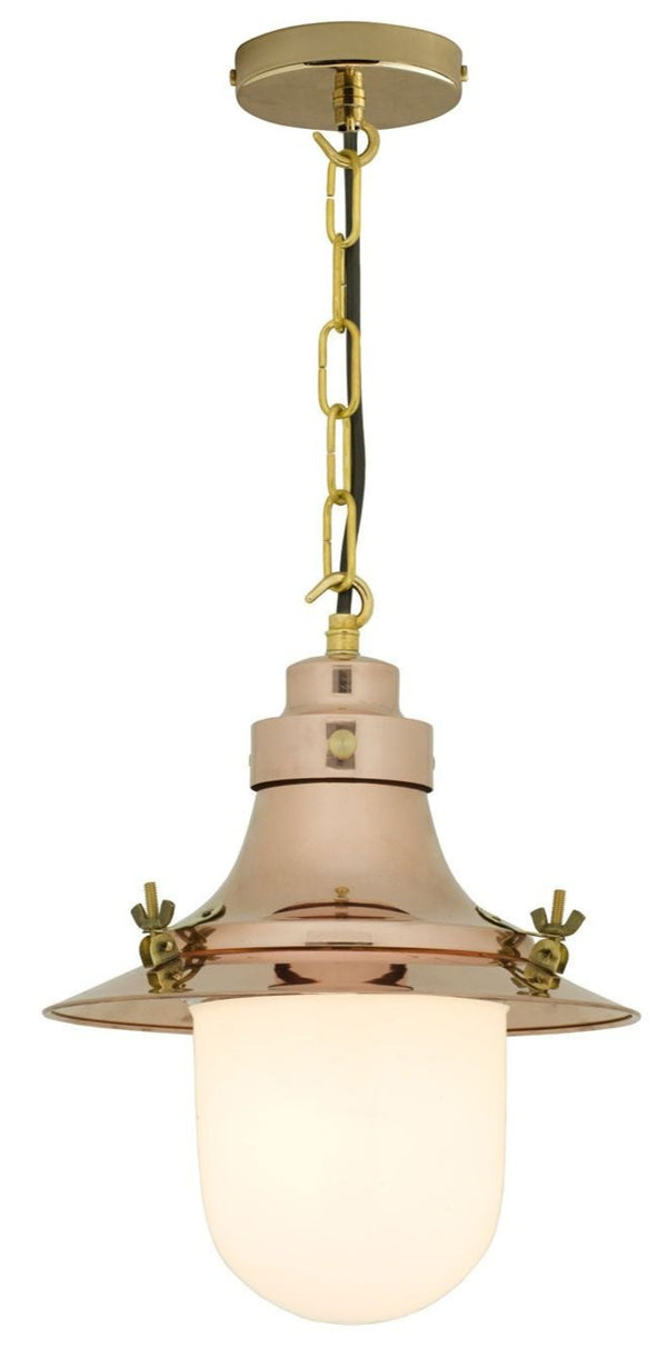 Ship's Small Deck Light Pendant - Davey Lighting - Pendants - Polished Copper, Frosted Glass - HORNE