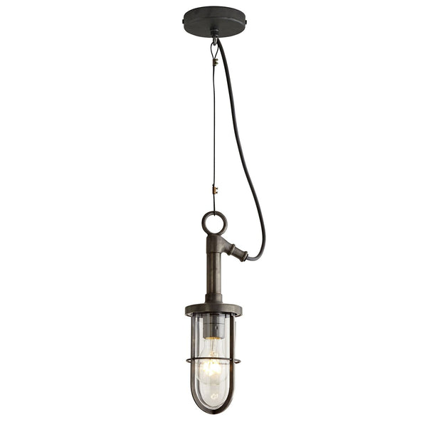 Ship's Well Glass Pendant 7524 - Weathered Brass - Davey Lighting - Outdoor Lights - Clear - HORNE