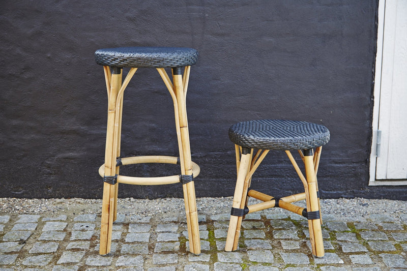 Simone Rattan Bar Stool - Sika Design - Stools + Benches + Ottomans - Black / Black - HORNE