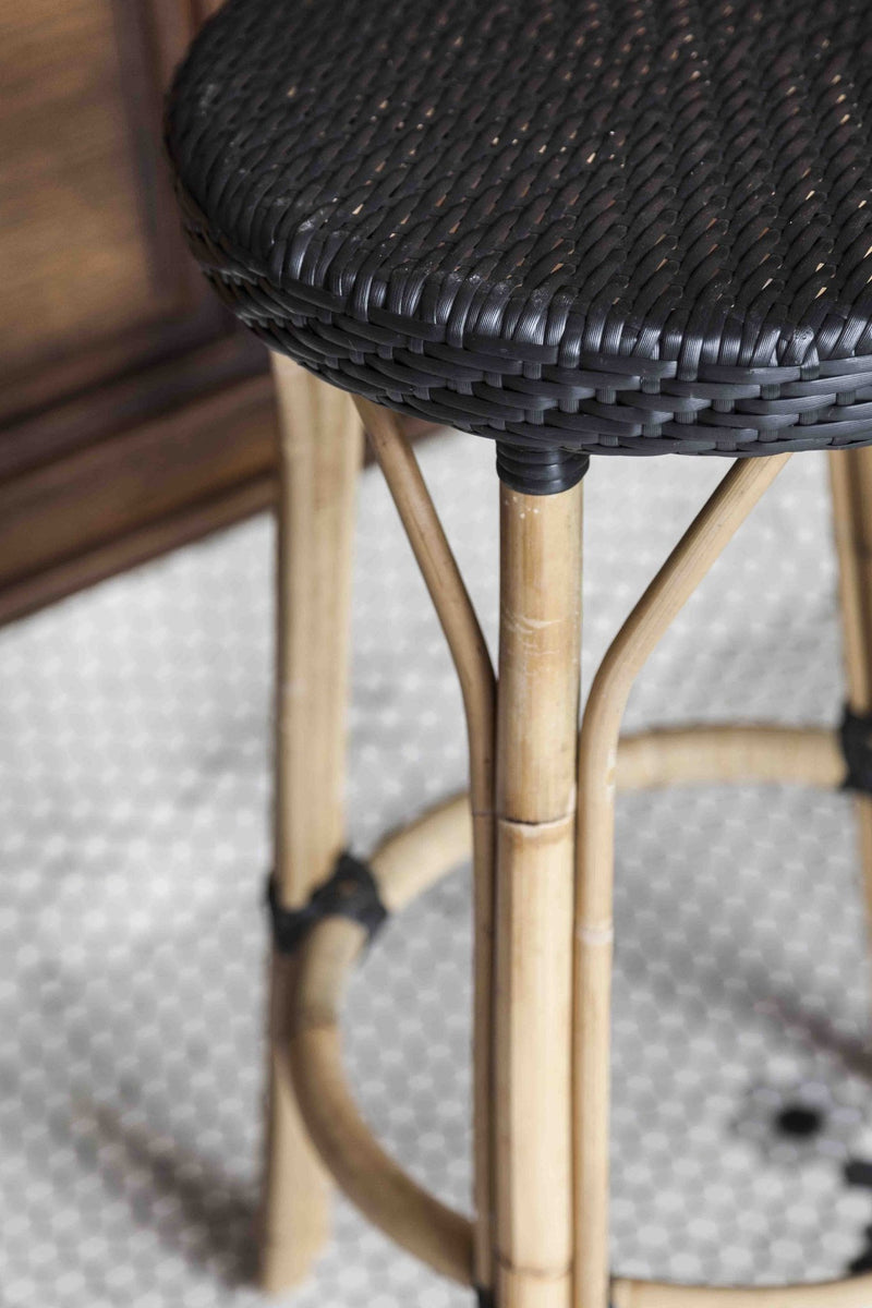 Simone Rattan Bar Stool - Sika Design - Stools + Benches + Ottomans - Black / Black - HORNE
