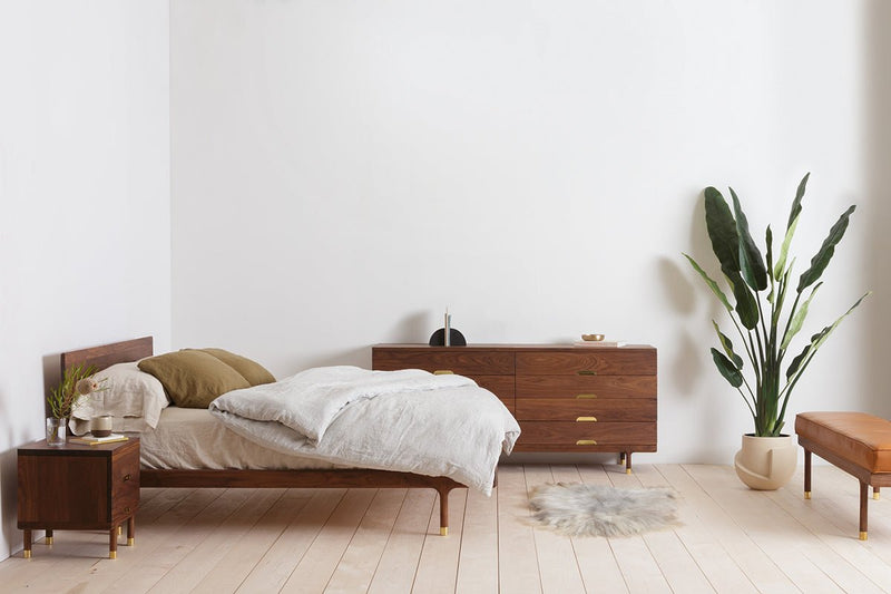 Kalon Studios Simple Solid Walnut Bed Frame