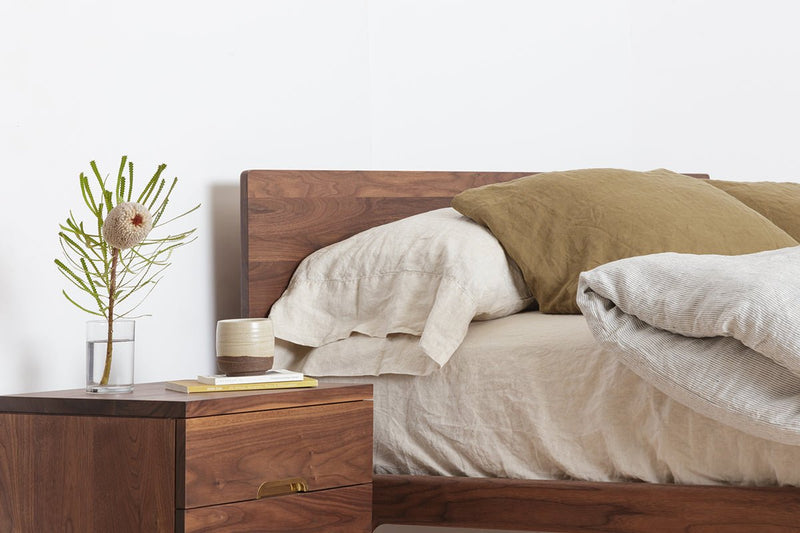 Kalon Studios Simple Solid Walnut Bed Frame