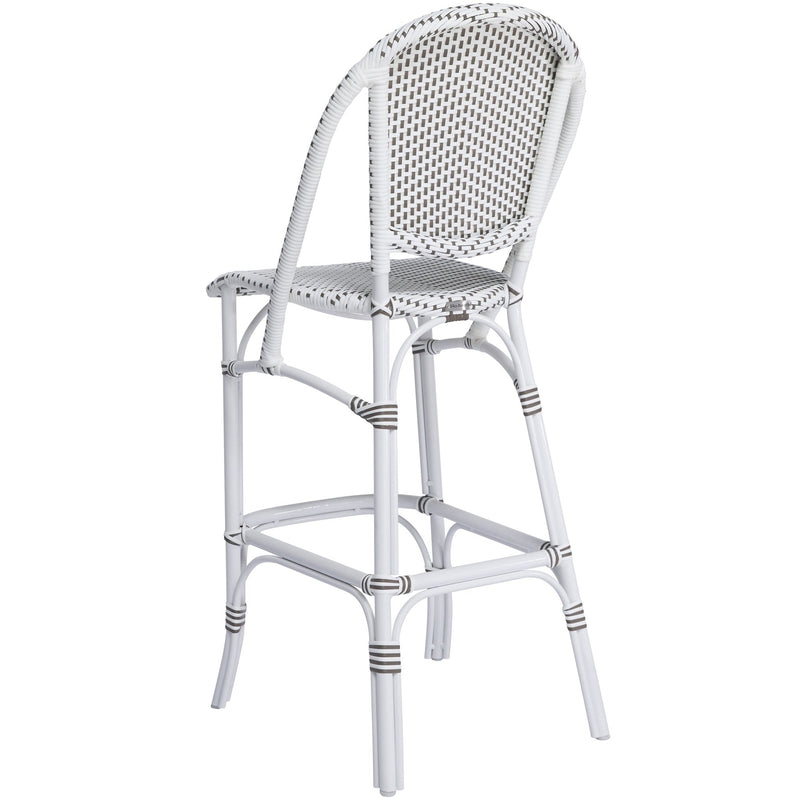 Sofie Bar Stool AluRattan - Sika Design - Stools + Benches + Ottomans - White - White / Cappuccino Dots - HORNE