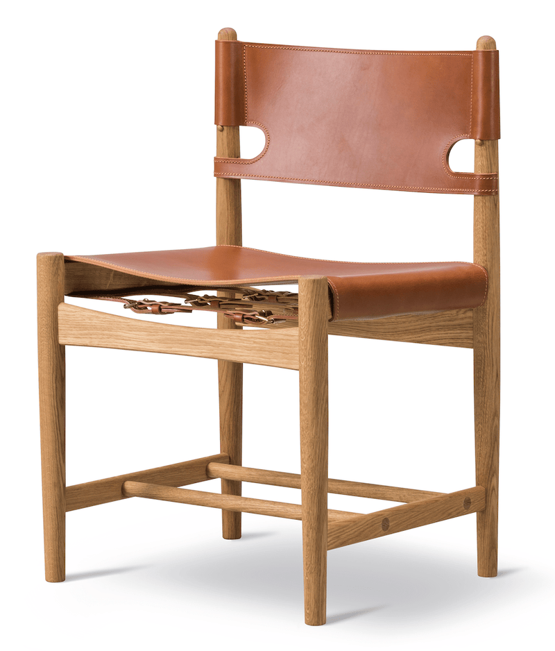 Spanish Dining Chair - Fredericia - Chairs - Cognac Leather/Soaped Oak - HORNE