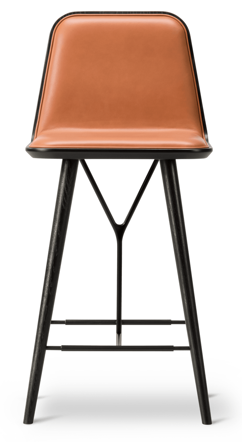 Spine Wood Base Barstool - Black Lacquered Oak - Fredericia - Stools + Benches + Ottomans - Counter Height - Primo 88 - HORNE