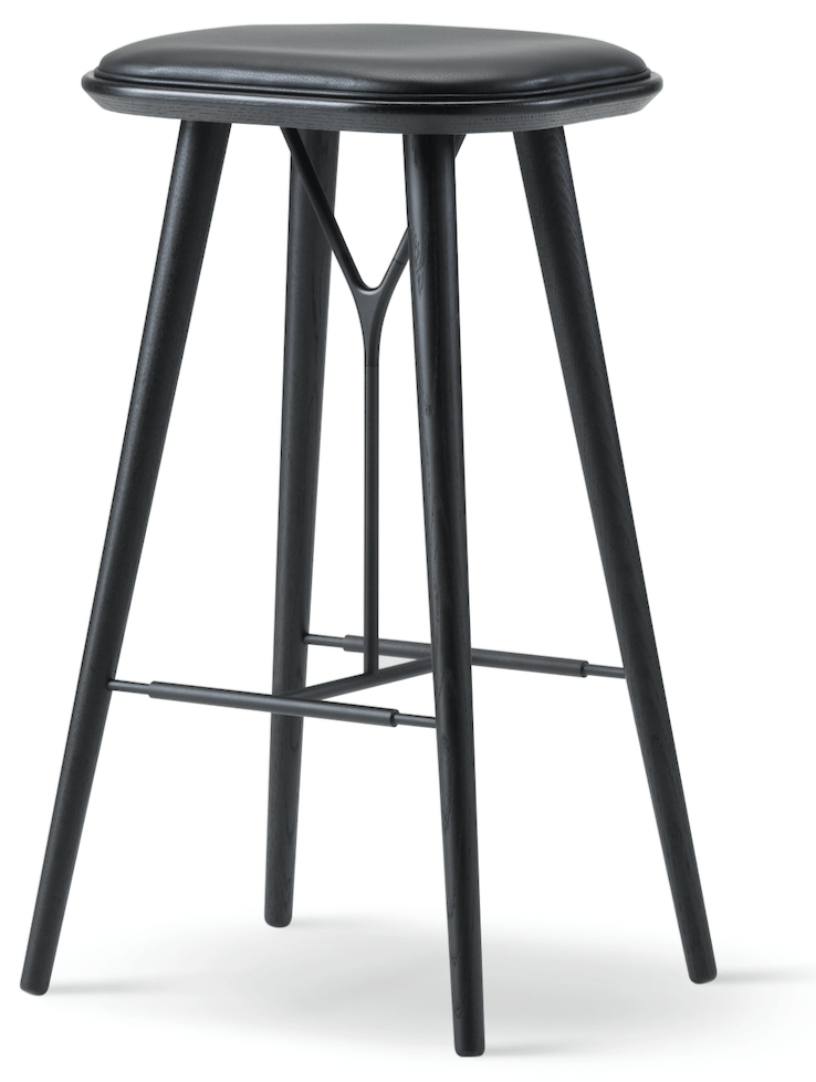 Spine Wood Base Stool - Black Lacquered Oak - Fredericia - Stools + Benches + Ottomans - Counter Height - Primo 88 - HORNE