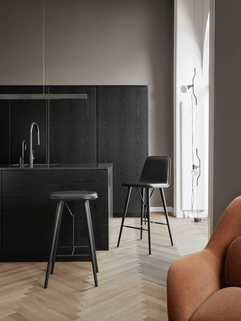 Spine Wood Base Stool - Black Lacquered Oak - Fredericia - Stools + Benches + Ottomans - Counter Height - Primo 88 - HORNE
