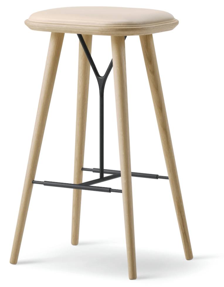 Spine Wood Base Stool - Lacquered Oak - Fredericia - Stools + Benches + Ottomans - Counter Height - Vegeta 90 - HORNE
