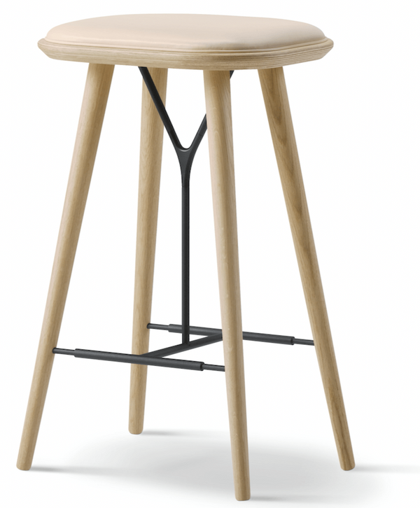 Spine Wood Base Stool - Lacquered Oak - Fredericia - Stools + Benches + Ottomans - Counter Height - Vegeta 90 - HORNE