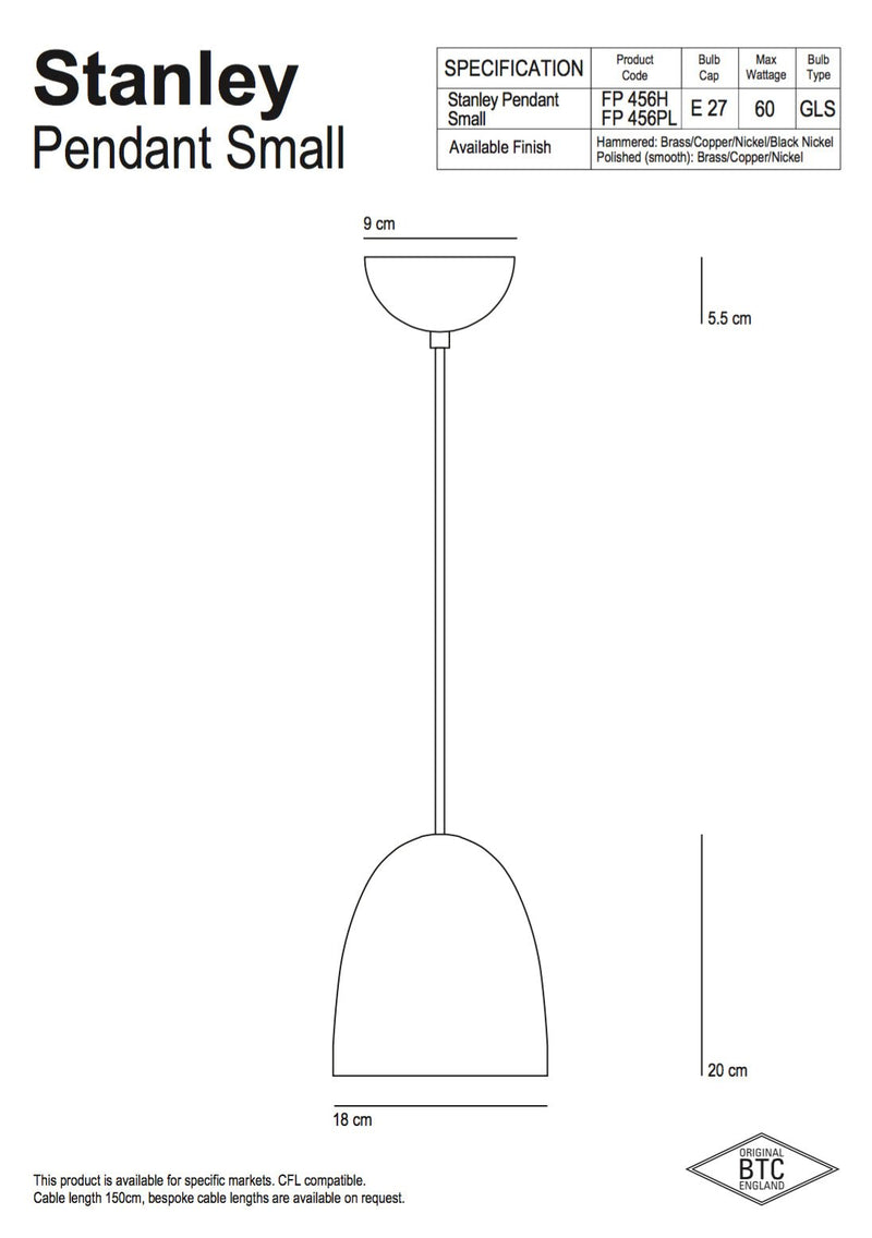 Stanley 1 Black Pendant - Hammered Finish - Original BTC - Pendants - HORNE