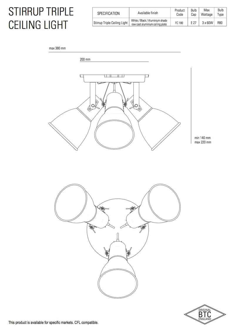 Stirrup Triple Ceiling Light