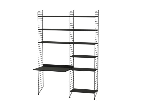 String Workspace Desk/Shelving - Unit B - String Furniture - Shelving - Black - HORNE