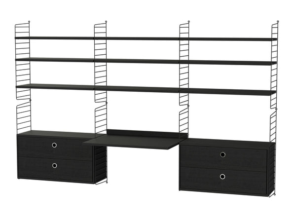 String Workspace Desk/Shelving - Unit F - String Furniture - Shelving - Black - HORNE