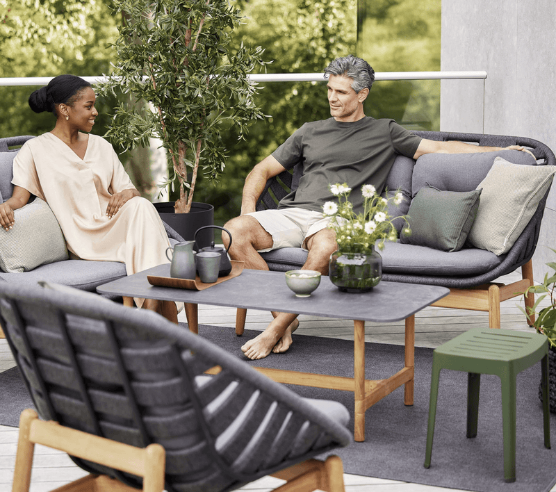 Strington 2 - Seater Sofa - Cane Line - Outdoor Furniture - Taupe AirTouch w/ Teak Frame - HORNE