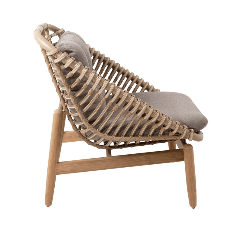 Strington Lounge Chair - Cane Line - Outdoor Furniture - Taupe AirTouch w/ Teak Frame - HORNE