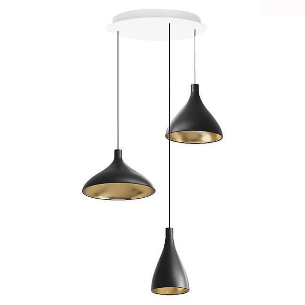 Swell Chandelier - Pablo Designs - Chandeliers - Set of 3 - Black/Brass - HORNE