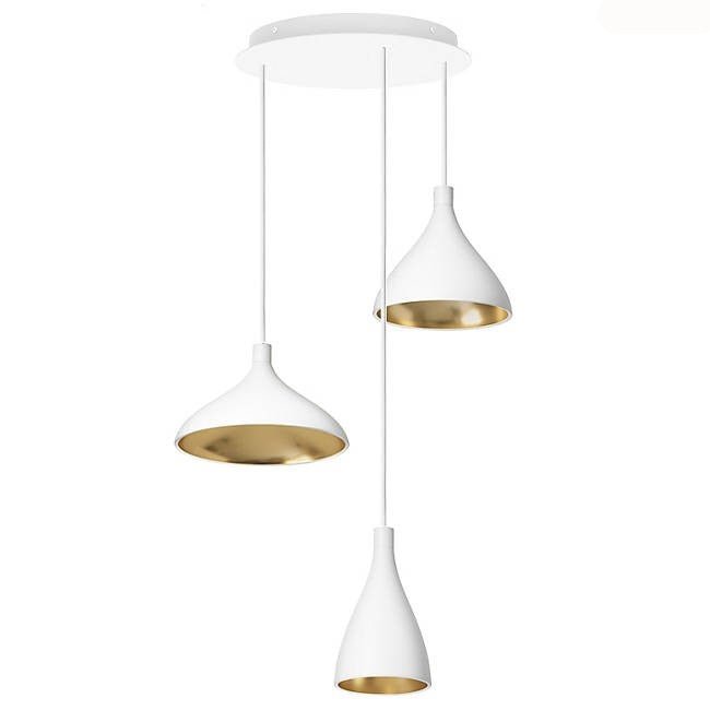Swell Chandelier - Pablo Designs - Chandeliers - Set of 3 - White/Brass - HORNE