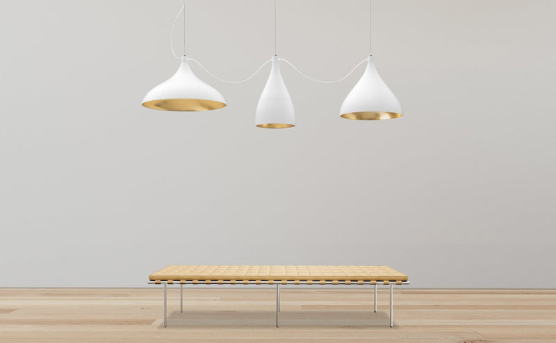 Swell XL String 3 Pendant - Mixed - Pablo Designs - Chandeliers - White/Brass - HORNE