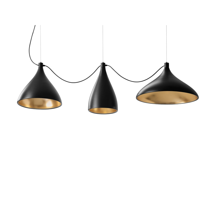 Swell XL String 3 Pendant - Mixed - Pablo Designs - Chandeliers - White/Brass - HORNE