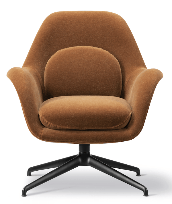 Swoon Lounge Petit Swivel Base - Black - Fredericia - Chairs - Grandmohair 2103 - HORNE