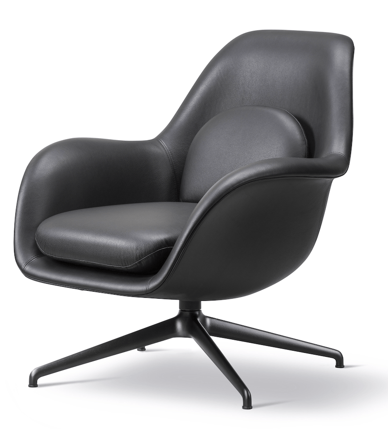 Swoon Lounge Petit Swivel Base - Black - Fredericia - Chairs - Grandmohair 2103 - HORNE