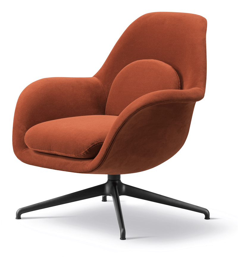 Swoon Lounge Petit Swivel Base - Black - Fredericia - Chairs - Grandmohair 2103 - HORNE
