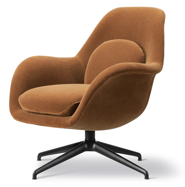 Swoon Lounge Petit Swivel Base - Black - Fredericia - Chairs - Grandmohair 2103 - HORNE