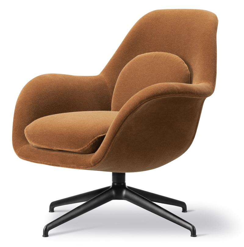 Swoon Lounge Petit Swivel Base - Black - Fredericia - Chairs - Grandmohair 2103 - HORNE