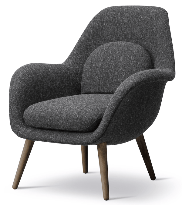 Swoon Lounge Petit Wood Base - Walnut - Fredericia - Chairs - Hallingdal 180 - HORNE