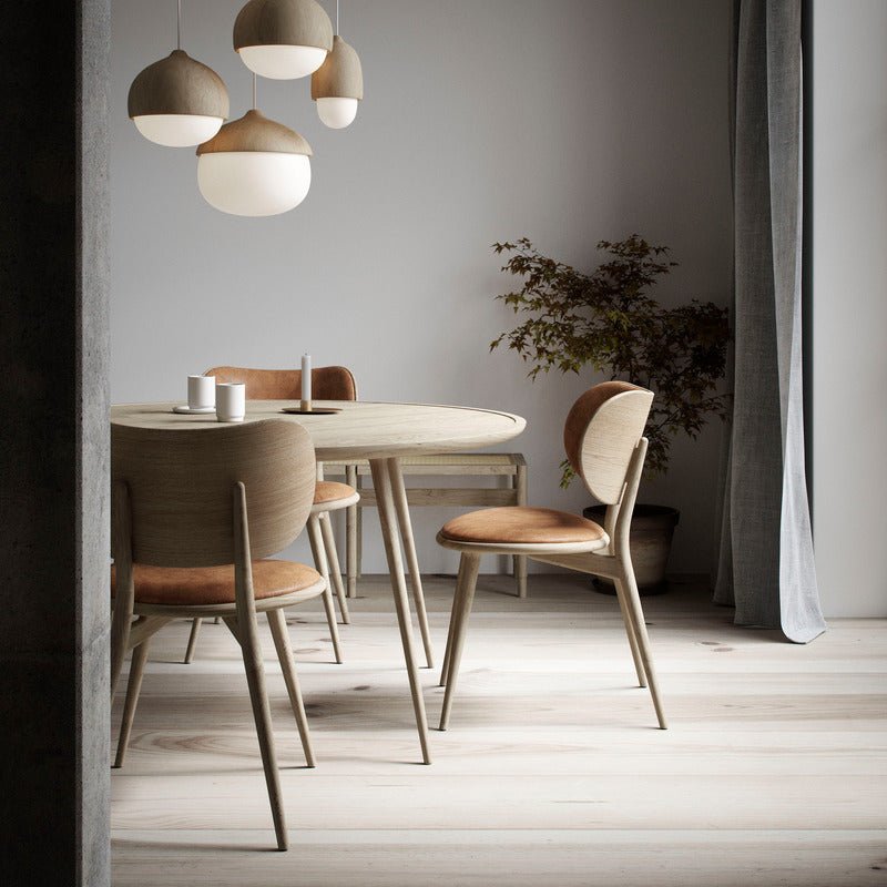 The Dining Chair - Mater - Chairs - Matt Lacquered Oak - Natural Tanned Leather Seat - HORNE