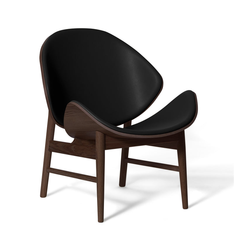 The Orange Lounge Chair - Upholstered Back and Seat - Warm Nordic - Chairs - Black Leather/ Black Oak - HORNE