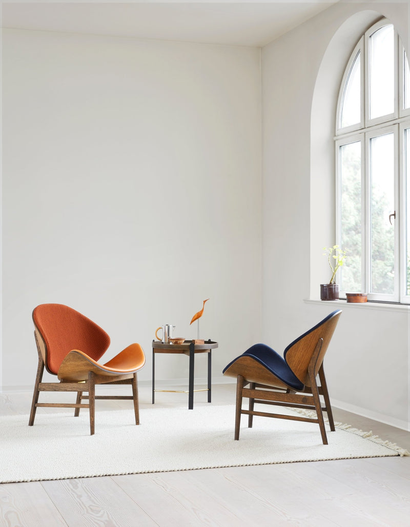 The Orange Lounge Chair - Upholstered Seat - Warm Nordic - Chairs - Black Leather/ Smoked Oak - HORNE