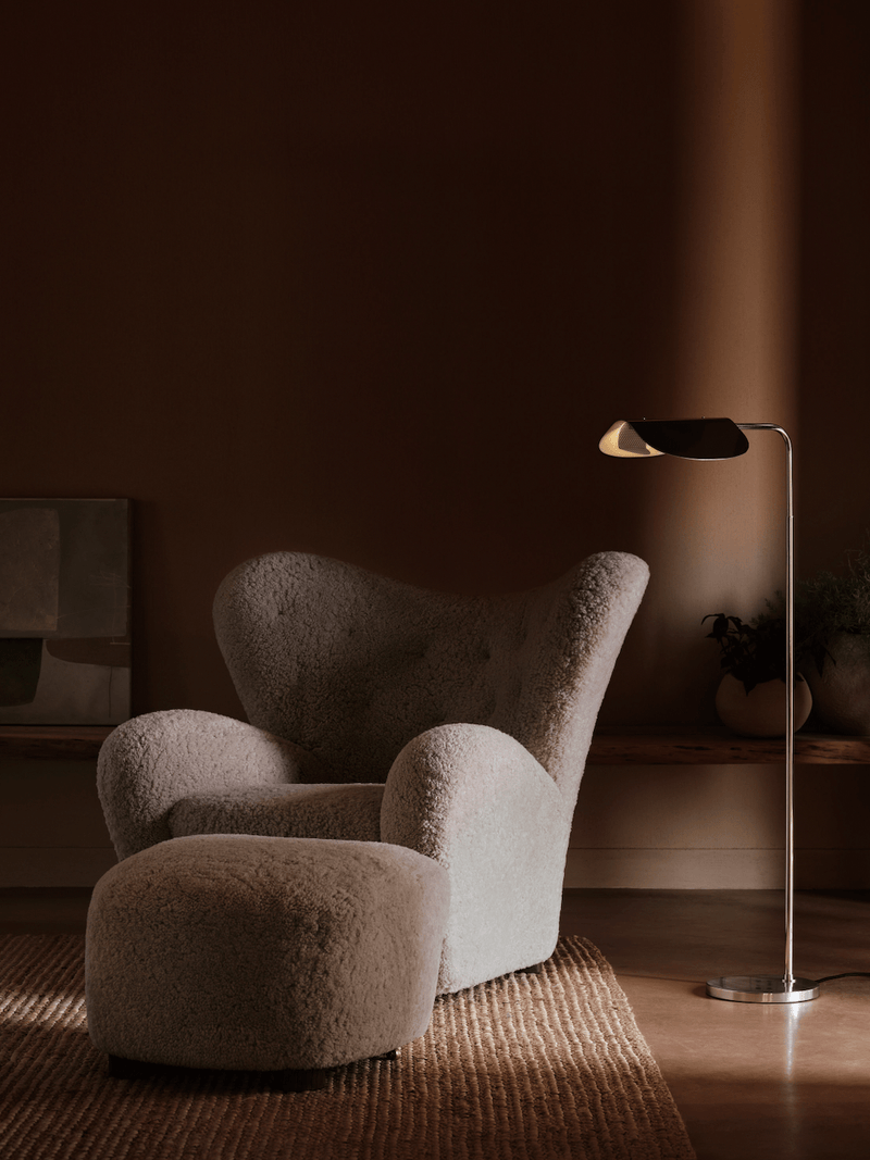 The Tired Man Chair & Footstool - Sheepskin - Audo Copenhagen - Chairs - Chair Only - Natural Oak - Honey - HORNE