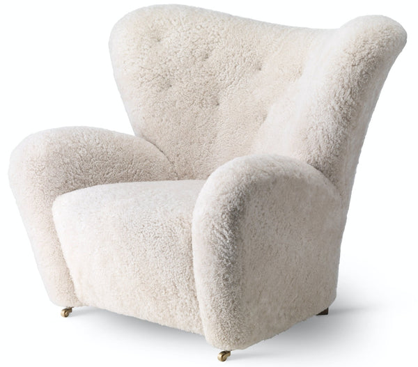 The Tired Man Chair & Footstool - Sheepskin - Audo Copenhagen - Chairs - Chair Only - Natural Oak - Honey - HORNE