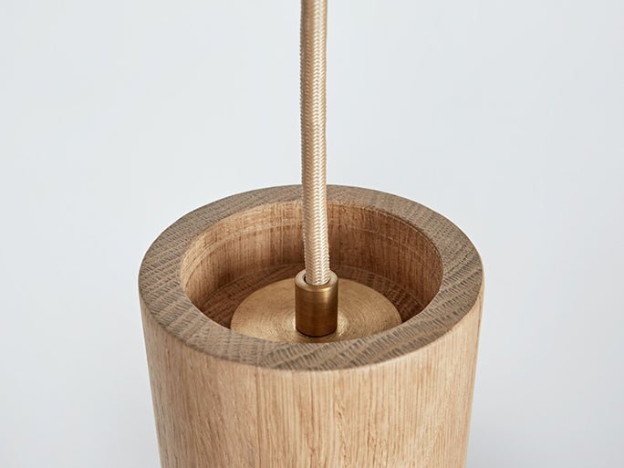 Tower Pendant I - Workstead - Pendants - Natural Oak - Hewn Brass - Cord - HORNE
