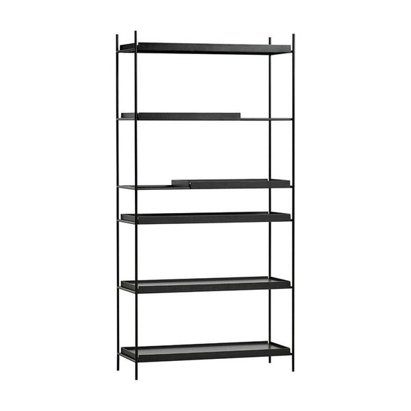 Tray Shelf - High - Woud - Shelving - 2 Short Black + 4 Wide Black - HORNE