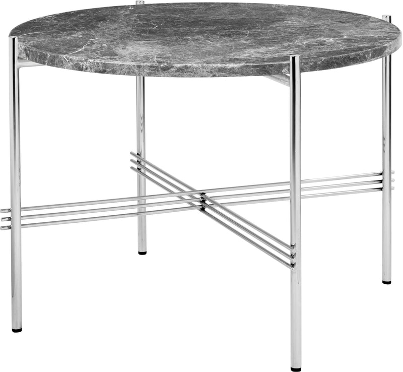 TS Coffee Table Round Ø 21.6 - Polished Steel - Gubi - Tables + Desks - Black Marquina Marble - HORNE