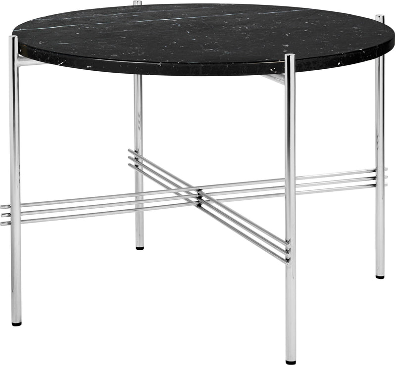 TS Coffee Table Round Ø 21.6 - Polished Steel - Gubi - Tables + Desks - Black Marquina Marble - HORNE