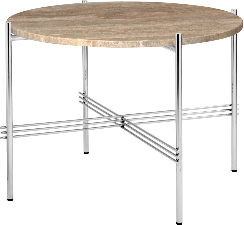 TS Coffee Table Round Ø 21.6 - Polished Steel - Gubi - Tables + Desks - Black Marquina Marble - HORNE