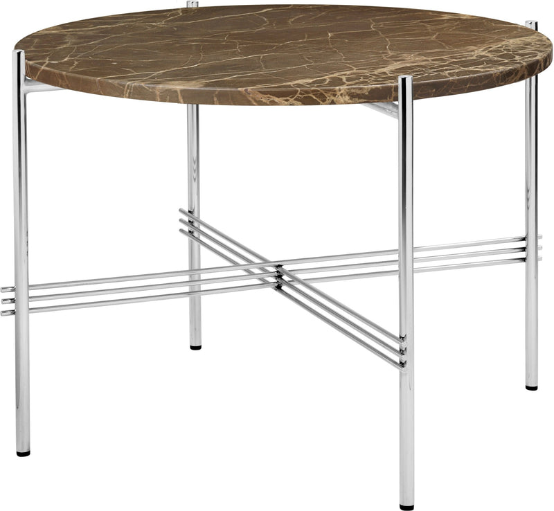 TS Coffee Table Round Ø 21.6 - Polished Steel - Gubi - Tables + Desks - Black Marquina Marble - HORNE