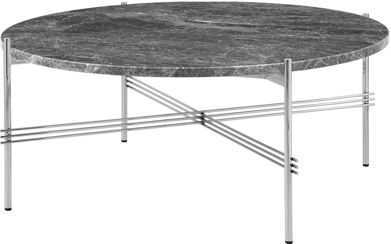 TS Coffee Table Round Ø 31.5 - Polished Steel - Gubi - Tables + Desks - Black Marquina Marble - HORNE